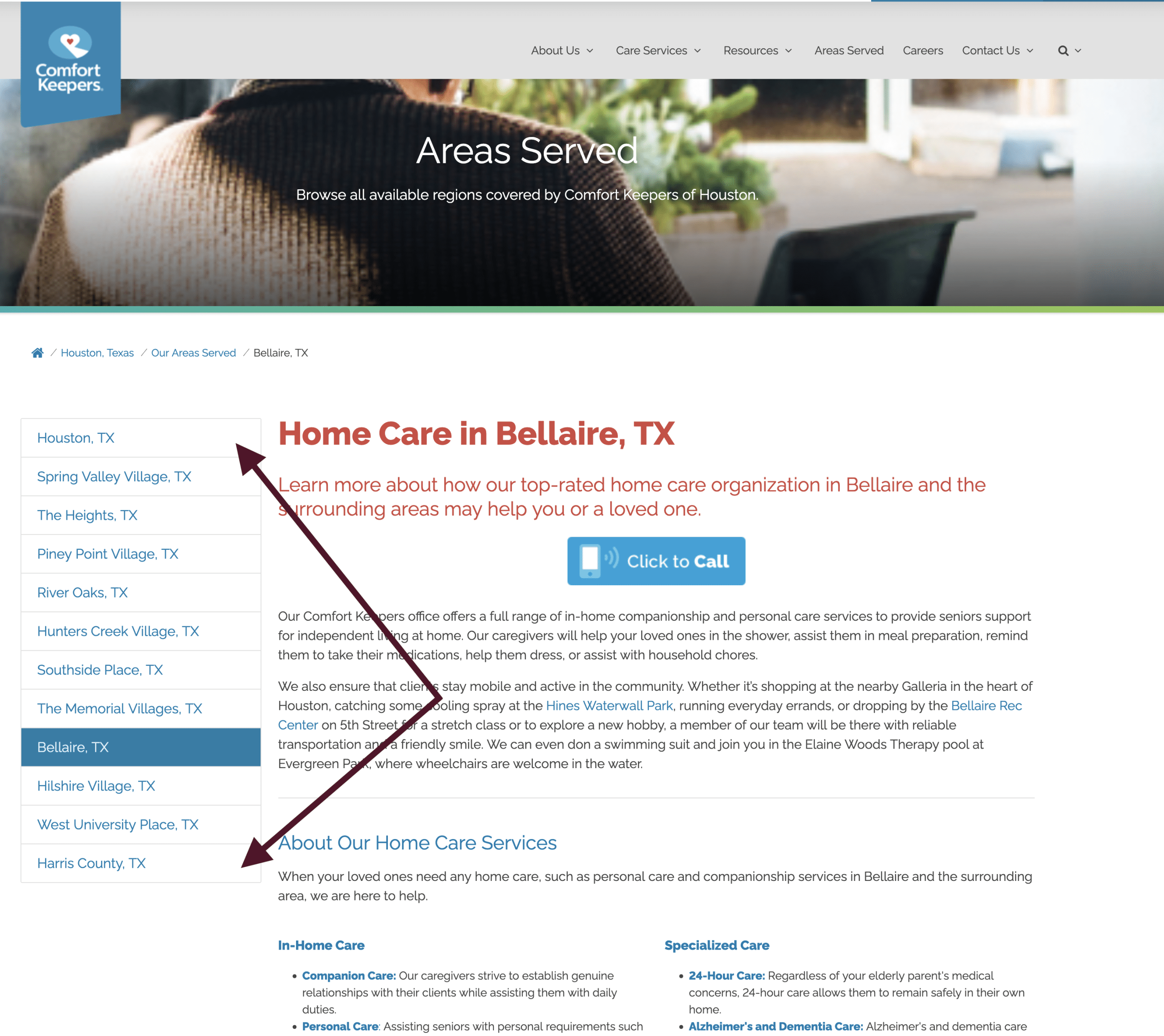 location pages home care